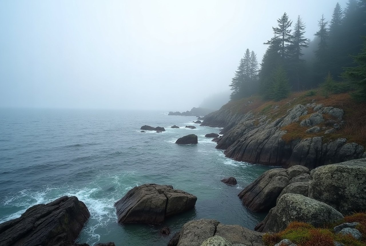 Rocky headland in East Sooke Regional Park above the strait