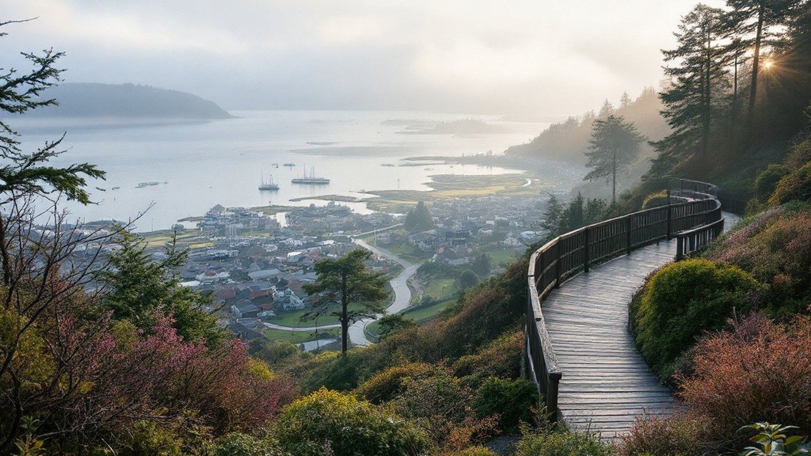 Ed Macgregor Park boardwalk and walled gardens above Sooke Harbour