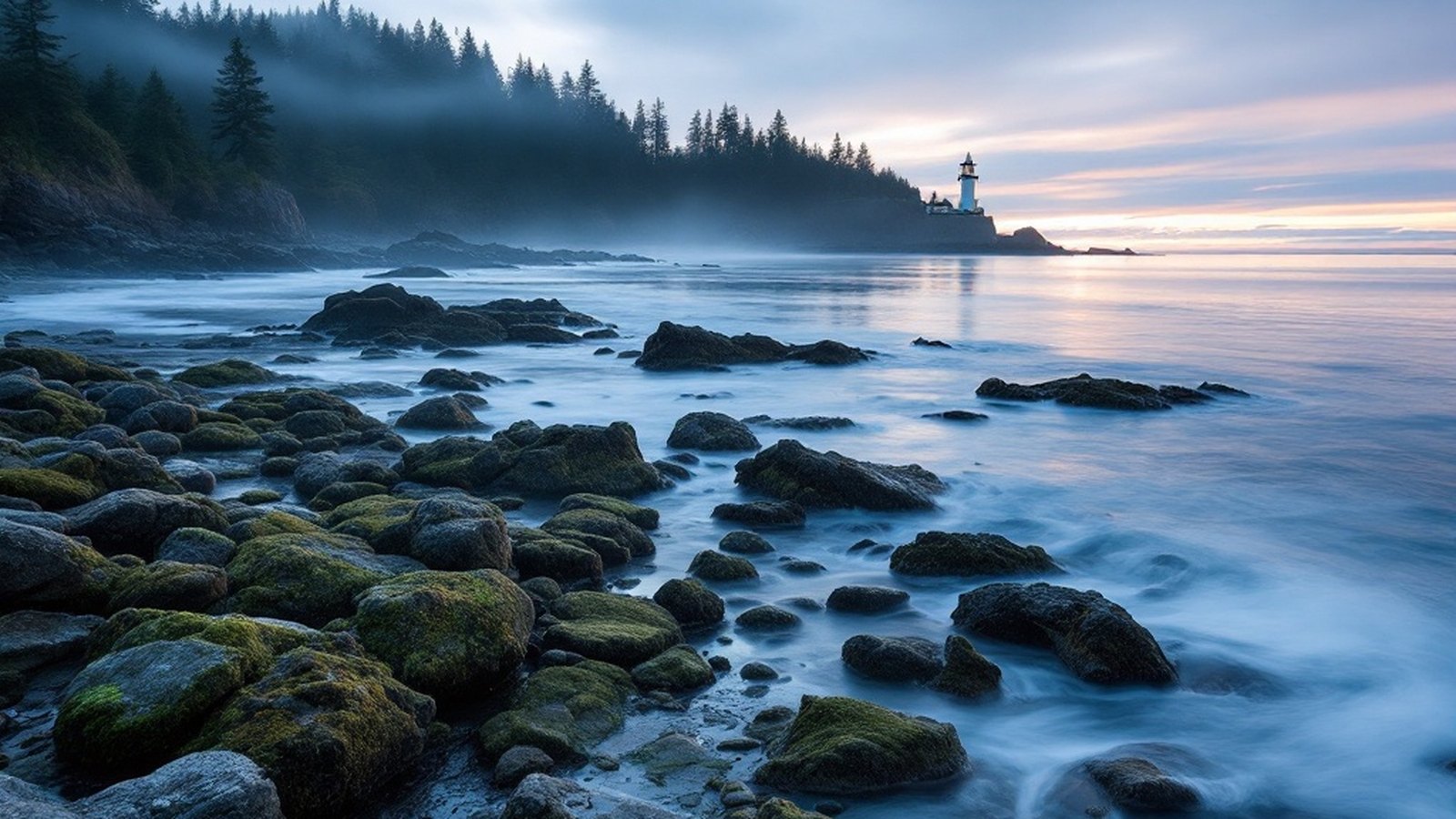 Dusk light dropping across Sooke Harbour from the Ed Macgregor Park boardwalk