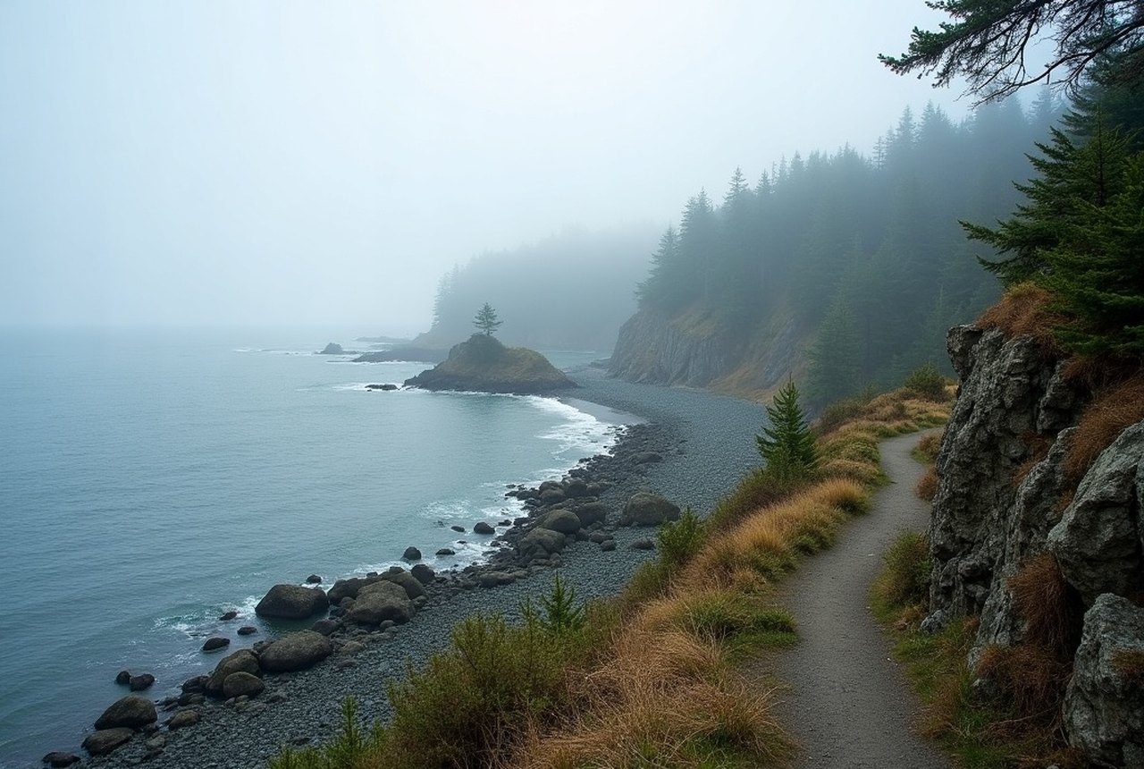Cliff-top stretch of the Coast Trail in East Sooke Regional Park